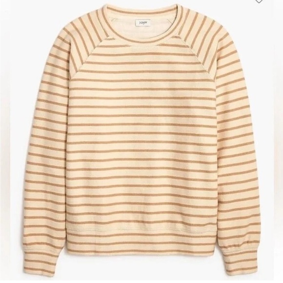 J Crew Factory Striped Raglan Crewneck Sweatshirt - Picture 1 of 7